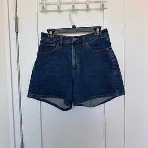 High-Rise Dad Denim Shorts in Dark Wash